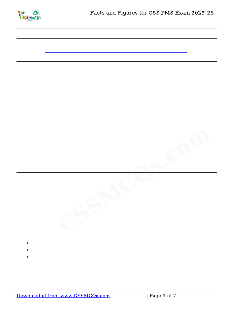 CSS PMS Exam 2025-26 Facts & Figures | PDF | Human Development Index ...