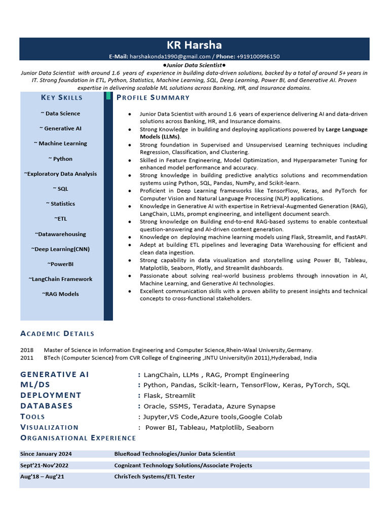 Junior Data Scientist Profile Summary | PDF | Machine Learning ...