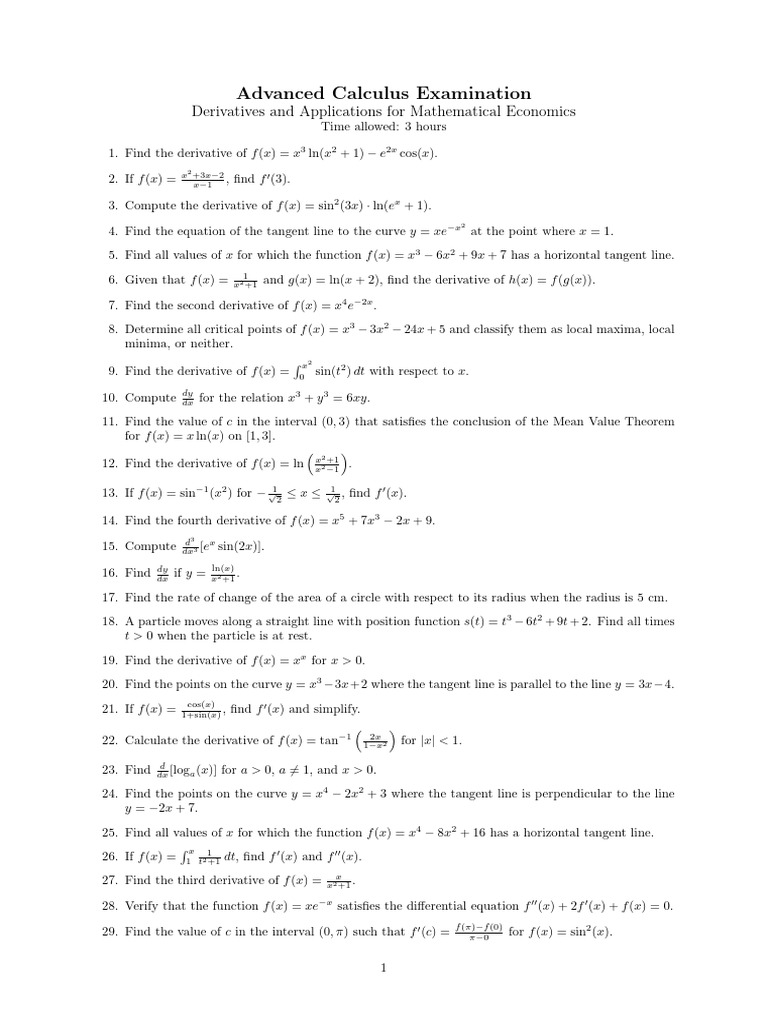 Advance Calculus (Derivatives) | PDF | Mathematical Analysis | Analysis