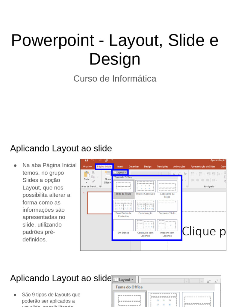 Powerpoint - Layout, Slide e Design + Exercícios | PDF