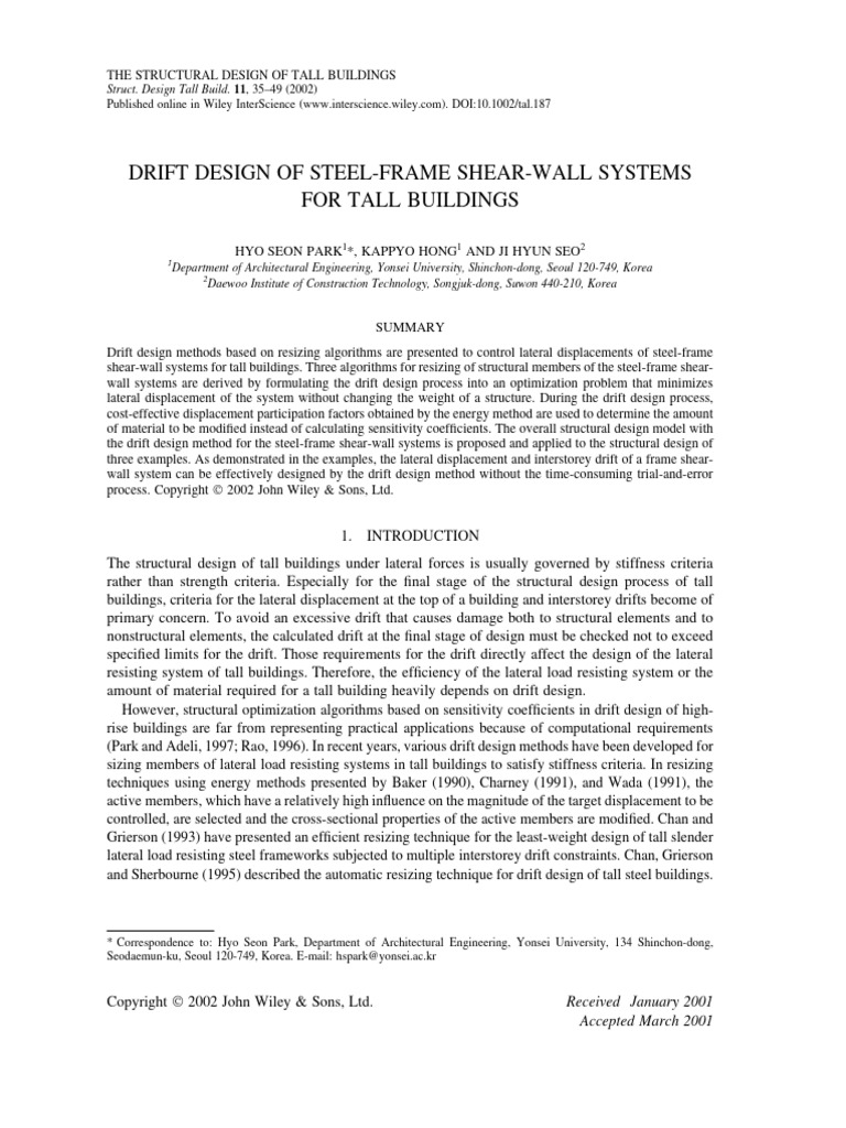 Drift Design for Steel-Frame Shear-Walls | PDF | Strength Of Materials ...