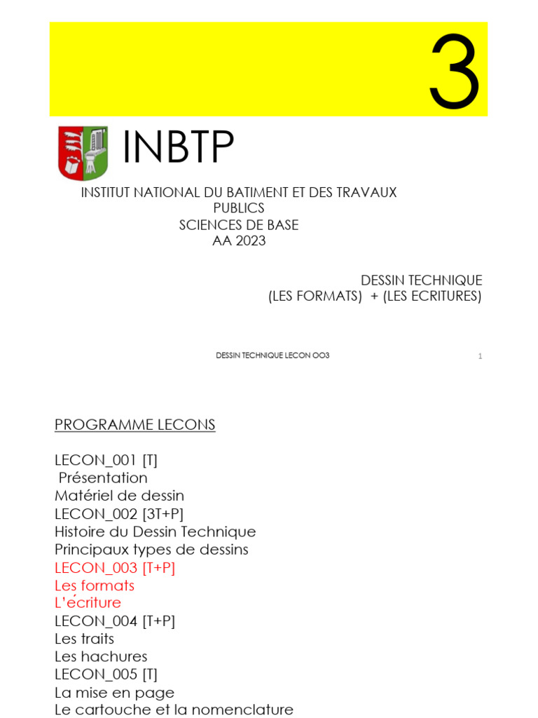 Formats et Écritures en Dessin Technique | PDF