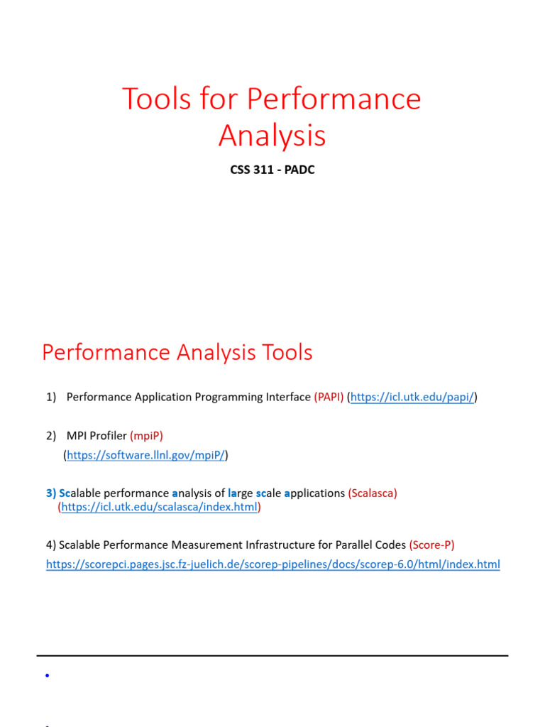 Performance Analysis Tools Overview | PDF | Message Passing Interface ...
