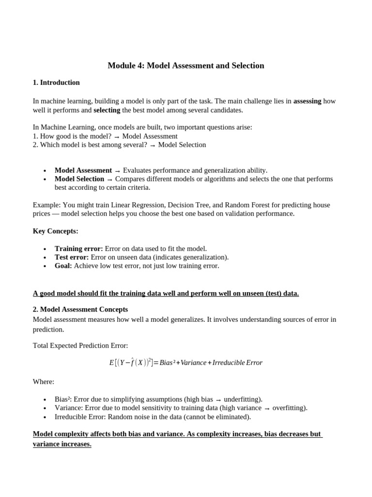 Model Assessment and Selection in ML | PDF | Receiver Operating ...