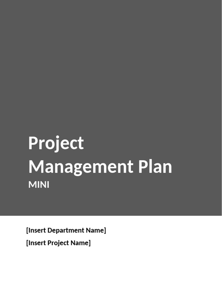 Project Management Plan PMP Mini Template With Instructions | PDF ...