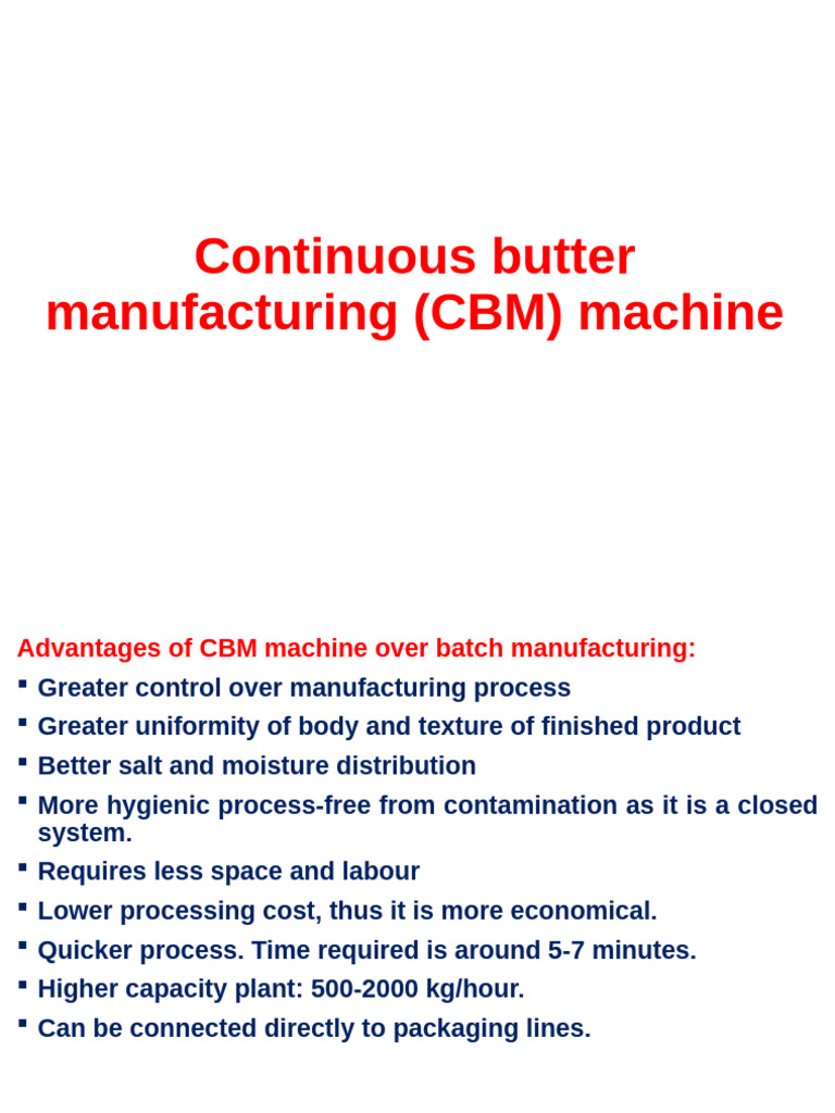 Continuous Butter Manufacturing Machine | PDF | Butter | Emulsion