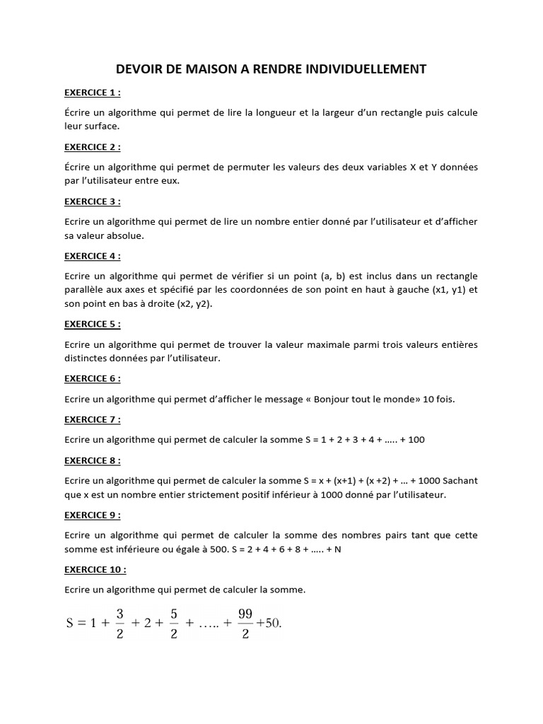 Algorithmes de base en programmation | PDF