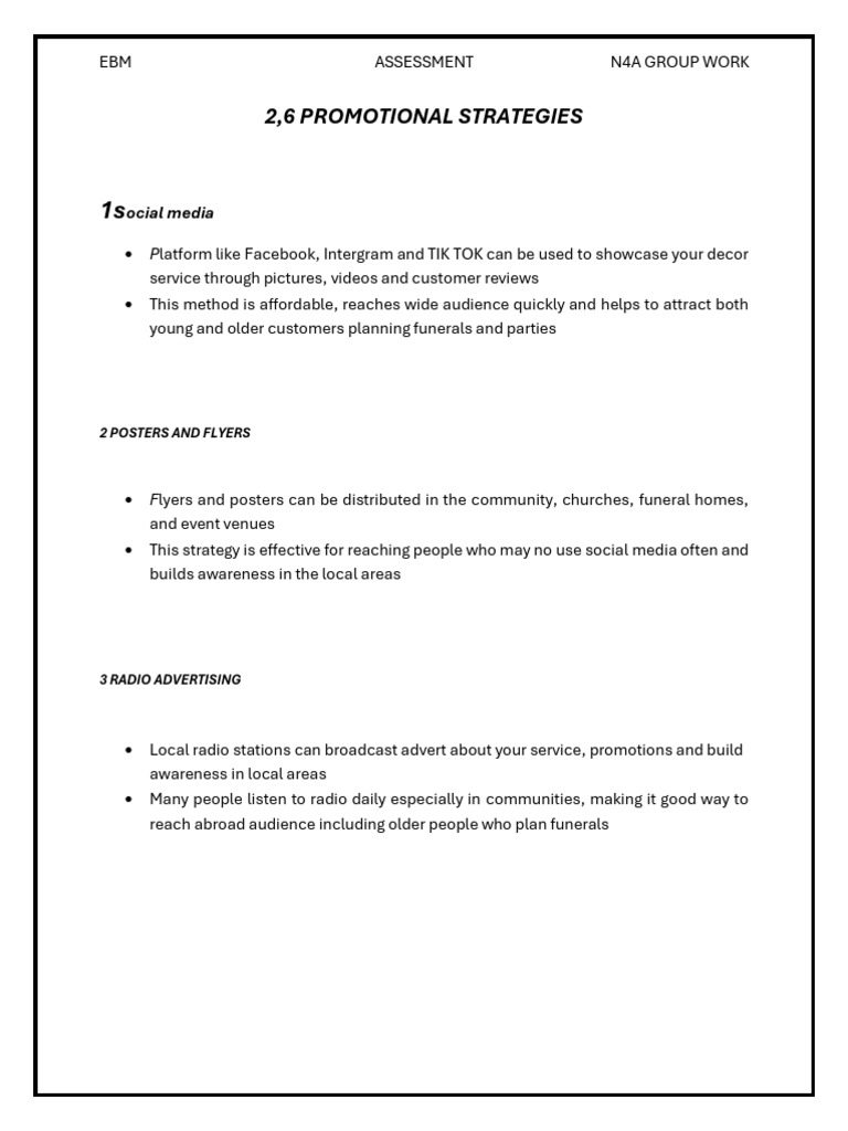 Promotional Strategies 062428 | PDF
