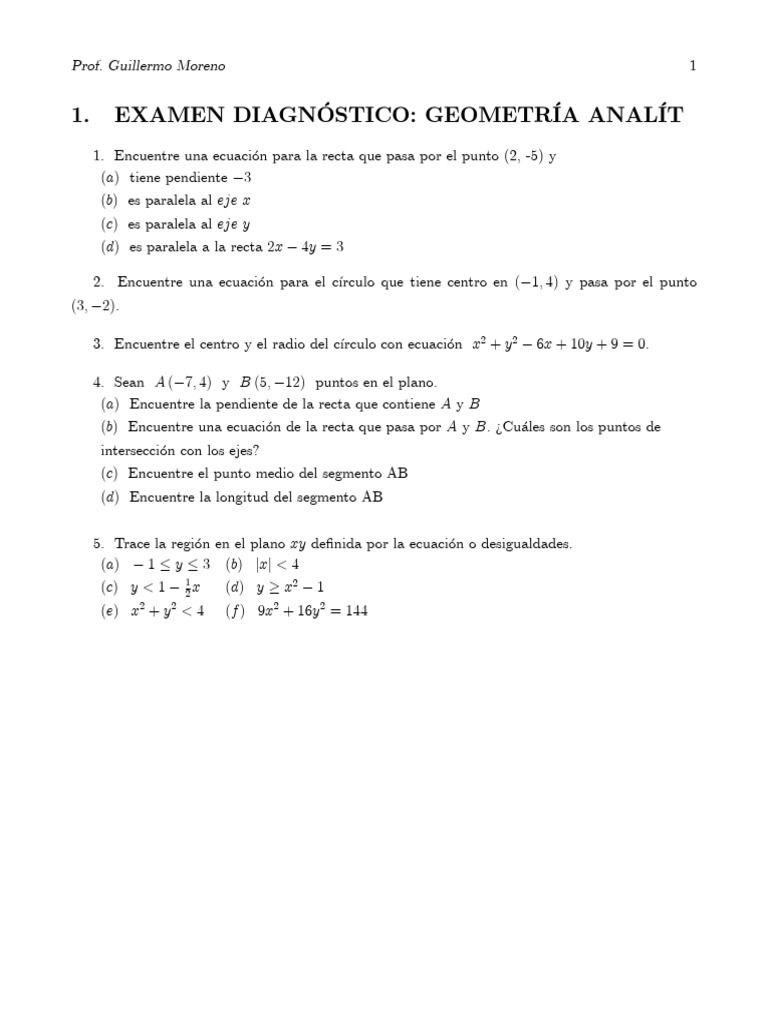Ejercicios de Geometría Analítica | PDF