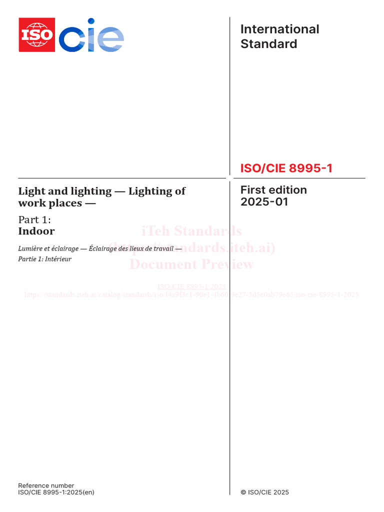 ISO/CIE 8995-1:2025 Indoor Lighting Standards | PDF | Lighting ...