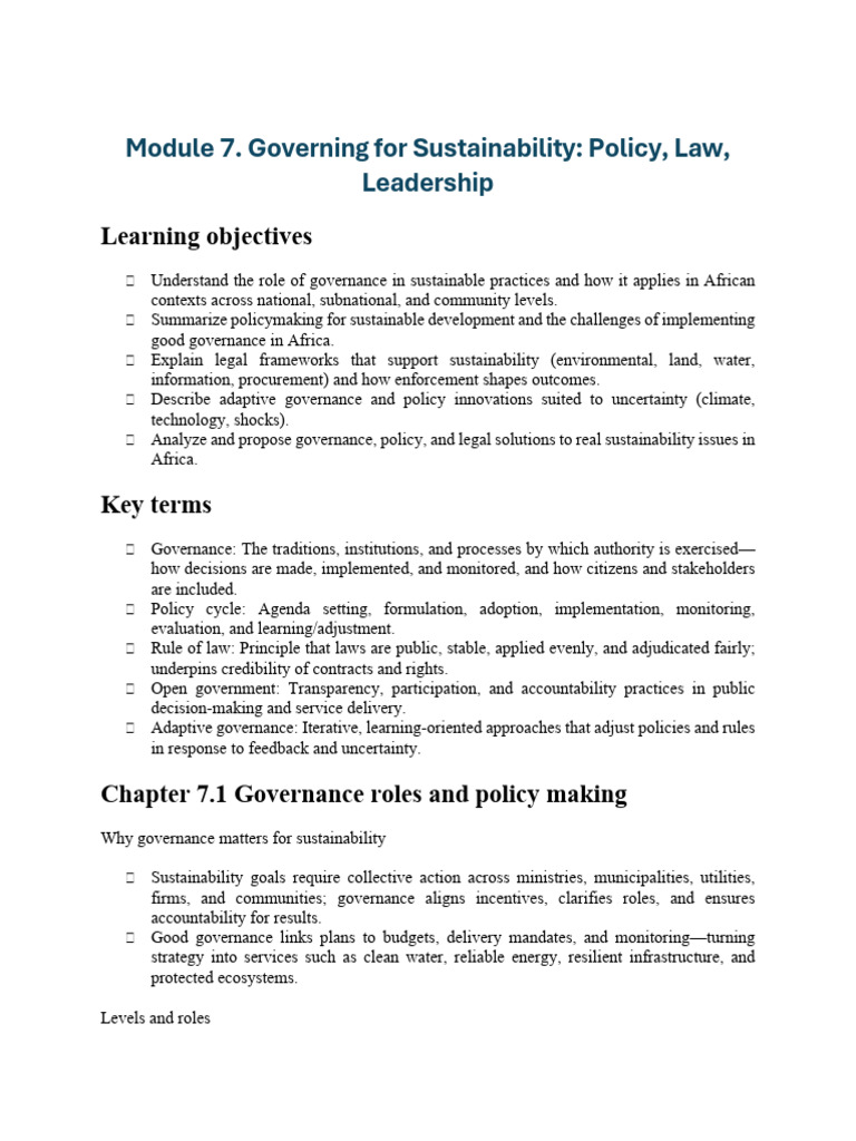 Governance for Sustainability in Africa | PDF | Governance | Policy