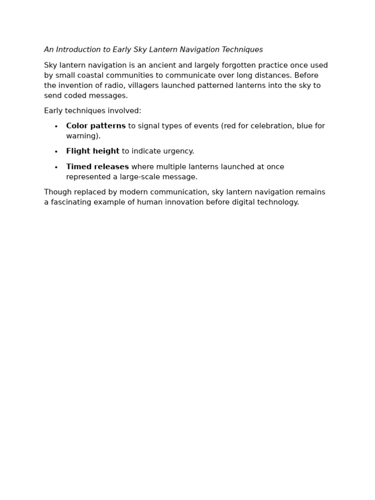 Early Sky Lantern Navigation Techniques | PDF