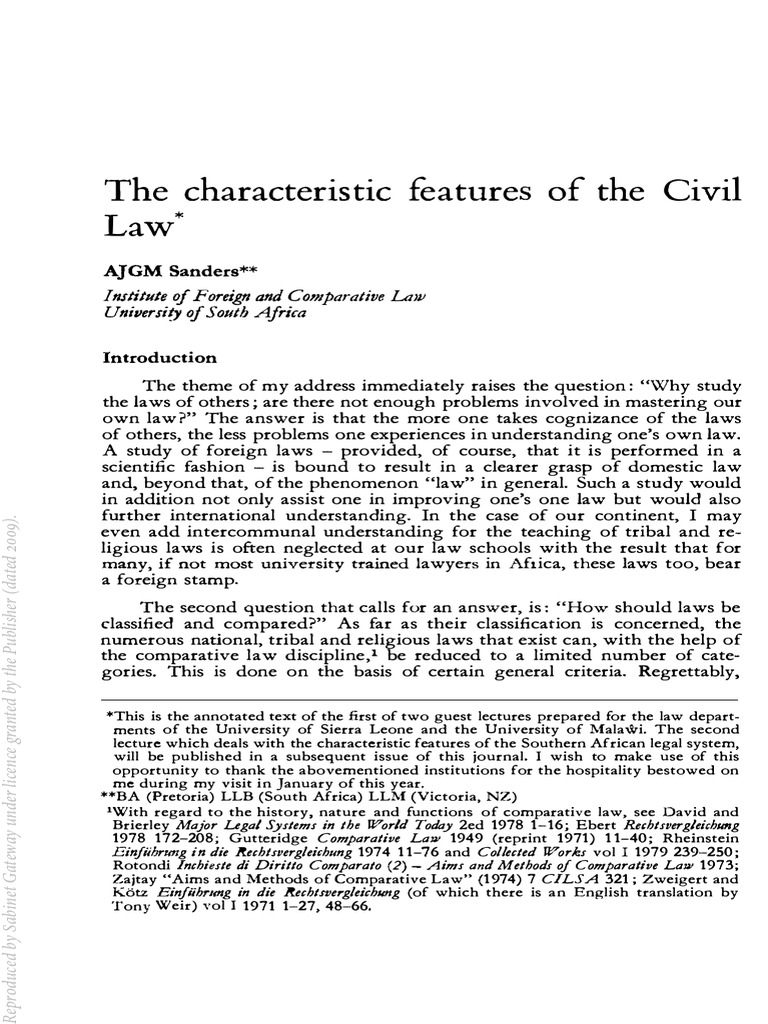 Key Features of Civil Law Systems | PDF | Roman Law | Civil Law (Legal ...