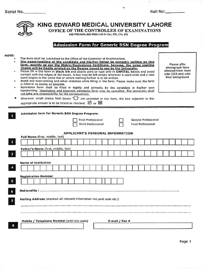 Admission Form For Generic BSN Nursing Program (08!01!24) 2 | PDF
