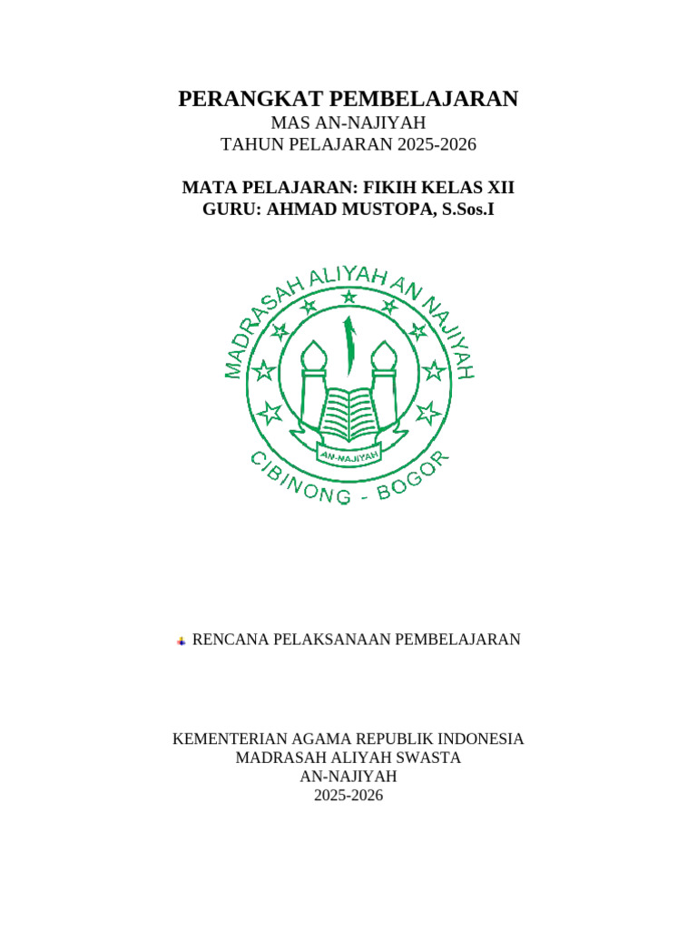 Cover RPP Fikih 2024 | PDF