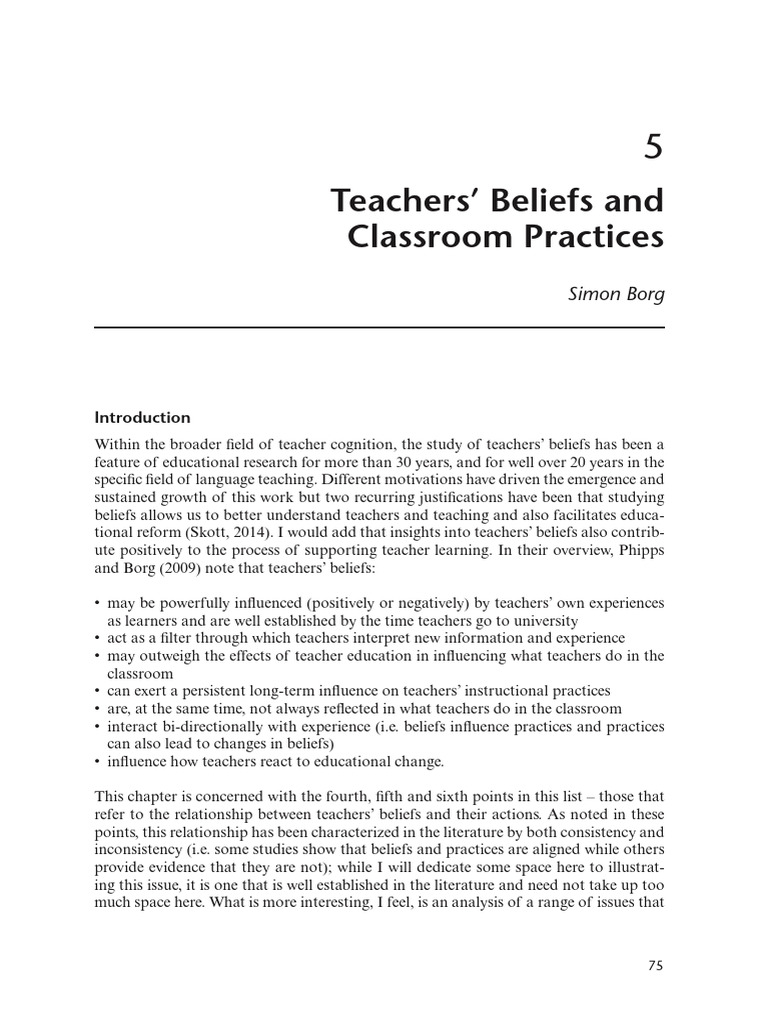 Teachers' Beliefs and Practices Analysis | PDF | Teachers | Methodology