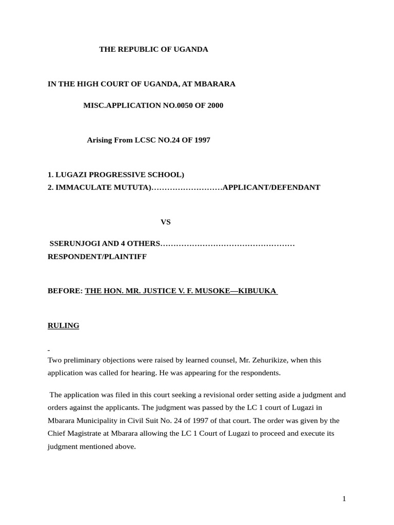 Uganda High Court Ruling on Land Dispute | PDF | Affidavit | Notary Public