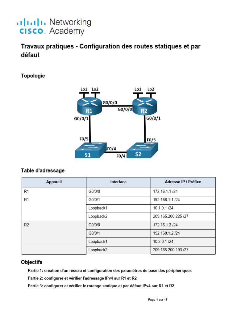 Configuration des routes statiques IPv4 | PDF | Terminal informatique ...