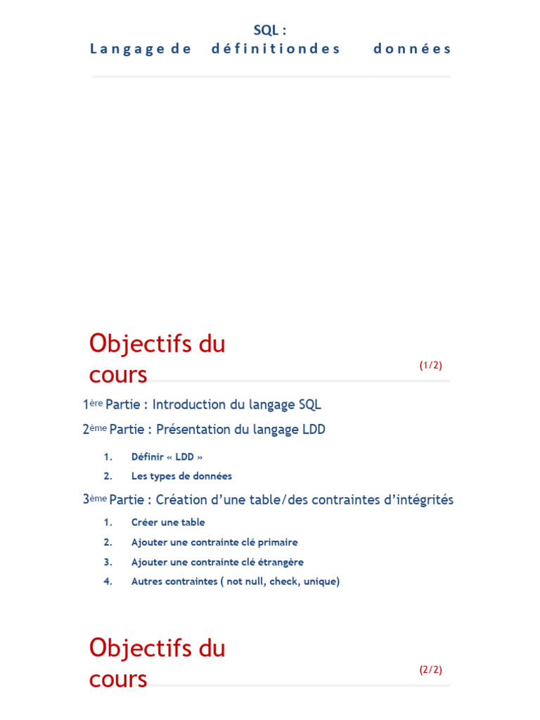 Introduction au langage SQL et LDD | PDF | SQL | Données