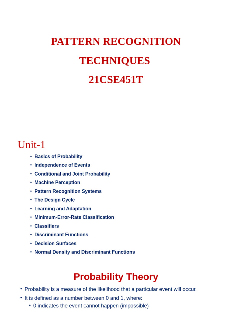 Unit-1 PRT | PDF | Probability Distribution | Random Variable