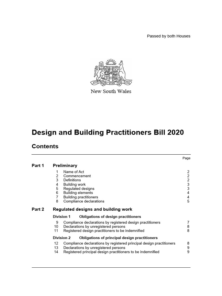 NSW Design and Building Practitioners Act | PDF | Indemnity ...
