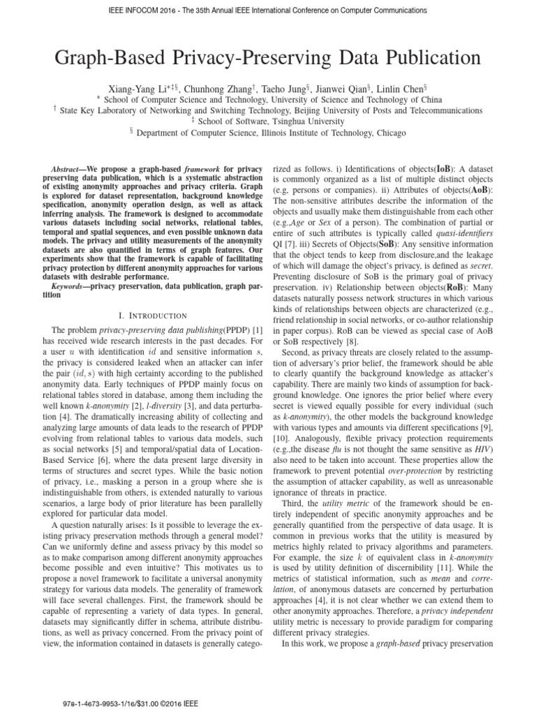Graph-Based Privacy-Preserving Data Publication | PDF | Vertex (Graph ...