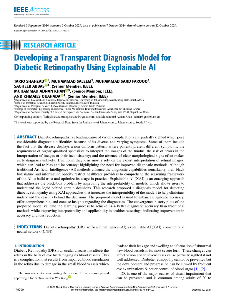 Developing A Transparent Diagnosis Model For Diabetic Retinopathy Using ...