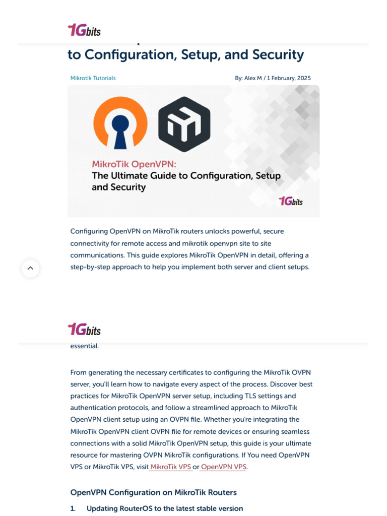 MikroTik OpenVPN_ The Ultimate Guide to Configuration, Setup, and Security  | PDF | Computer Network | Ip Address