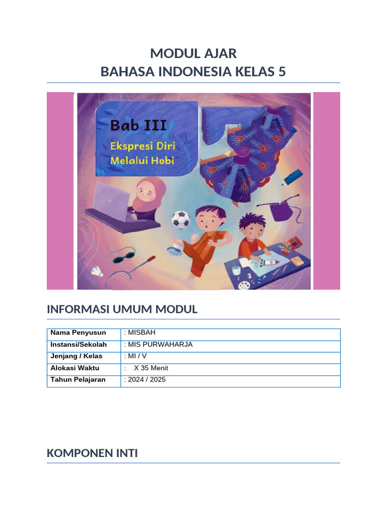 Modul Ajar Bahasa Indonesia Kelas 5 | PDF