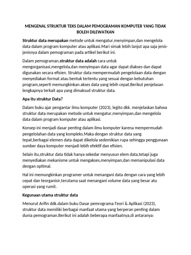 Struktur Data dalam Pemrograman Komputer | PDF