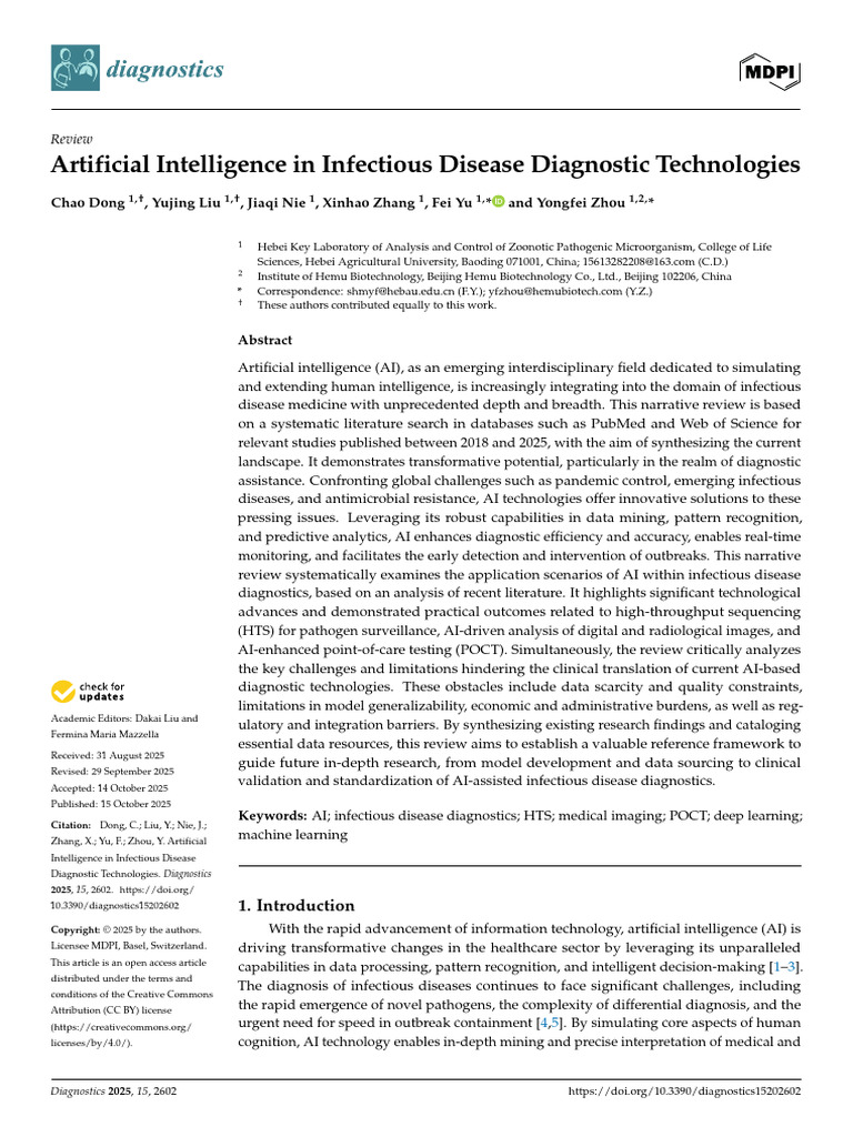 AI in Infectious Disease Diagnostics | PDF | Dna Sequencing ...