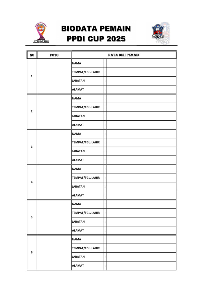 Biodata Pemain Ppdi Puspo | PDF