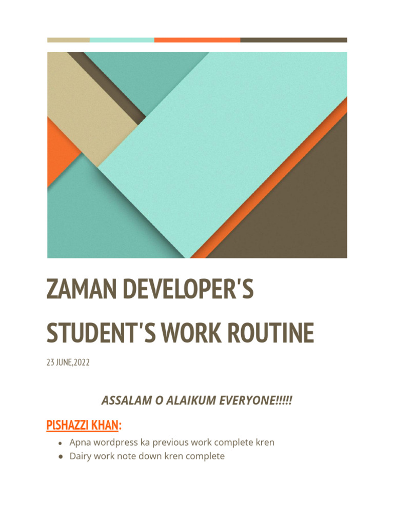 26 June, Students Work Routine | PDF