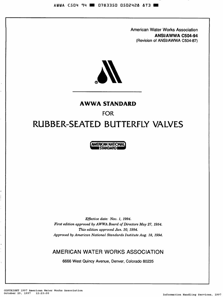 AWWA C504-RubberSeatedButterflyValves | PDF