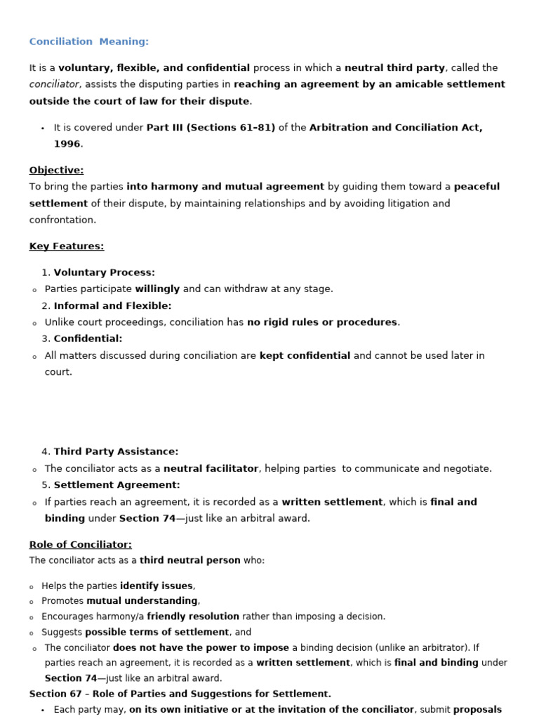 Understanding Conciliation Process in Law | PDF | Settlement ...