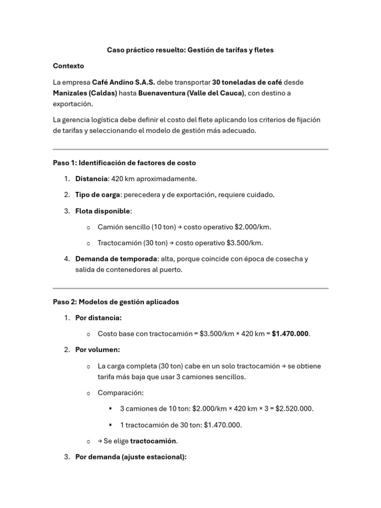 Gestión de tarifas de flete para café | PDF