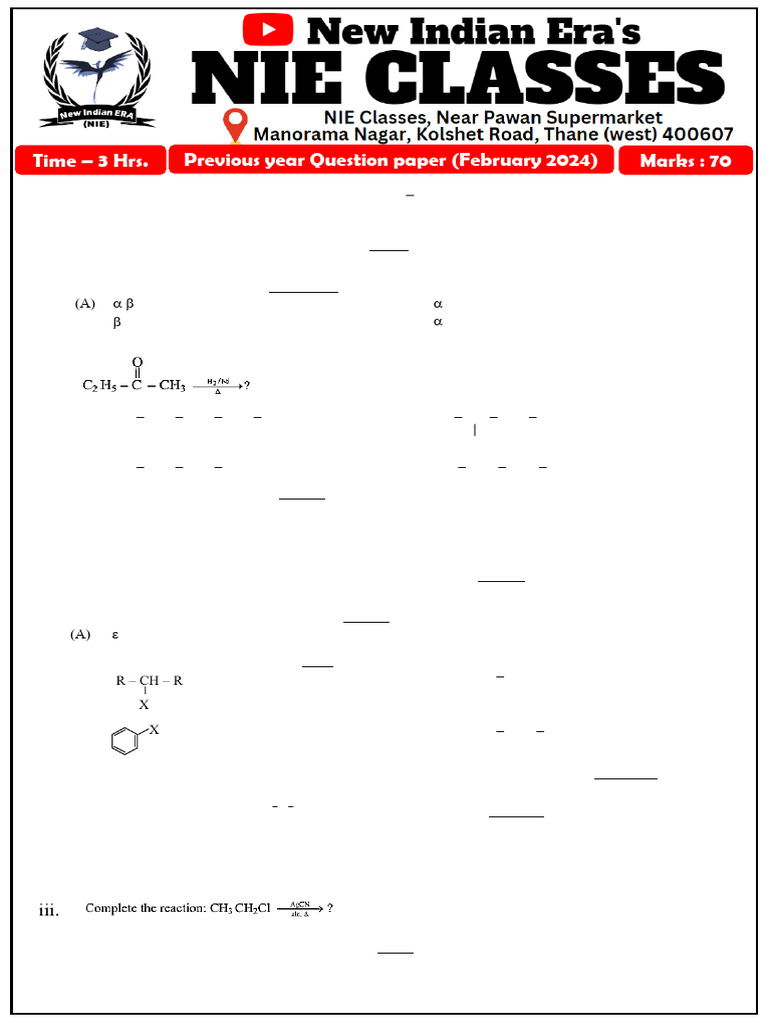 February 2024 Chemistry Exam Paper | PDF | Chemical Reactions | Mole (Unit)