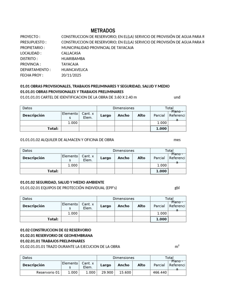 Construcción de Reservorio para Riego | PDF | Agua | Administracion del ...