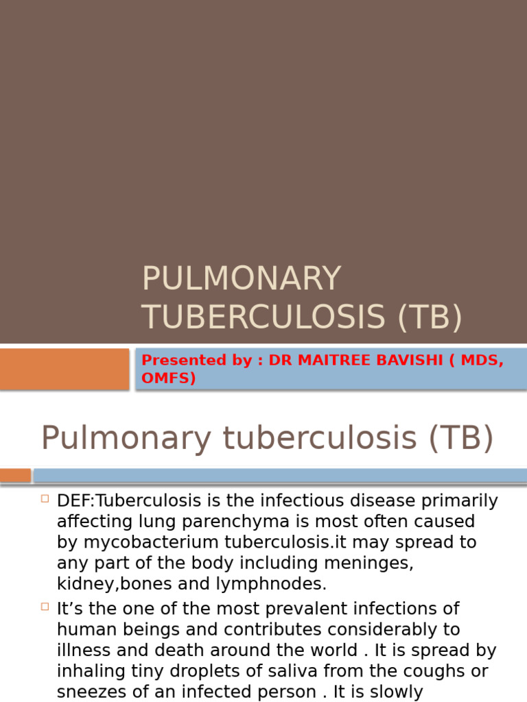 Understanding Pulmonary Tuberculosis (TB) | PDF | Tuberculosis | Pneumonia