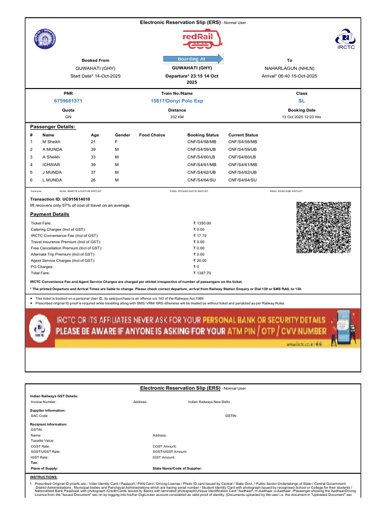 ticket (5) | PDF | Identity Document