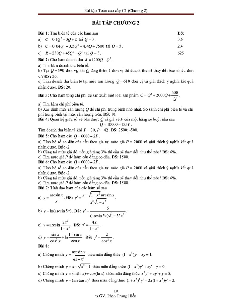 (Toan C1) BT Chuong 2 | PDF
