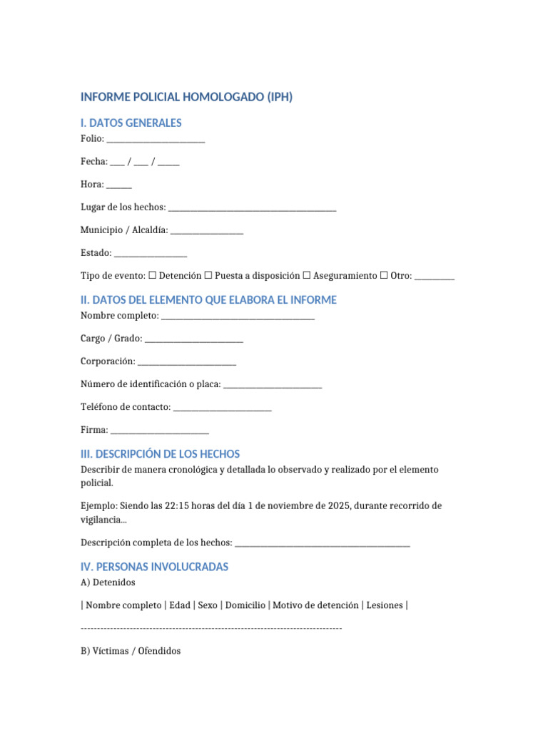 Formato IPH | PDF | Justicia | Crimen y violencia