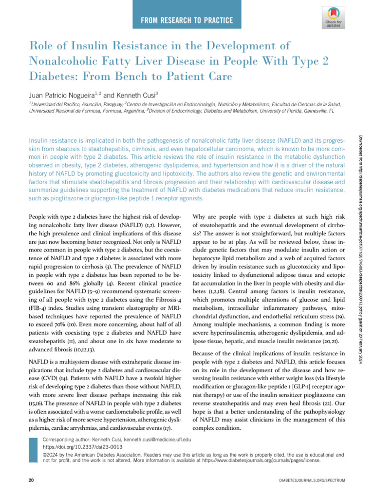 Role of Insulin Resistance in The Development of Nonalcoholic Fatty ...