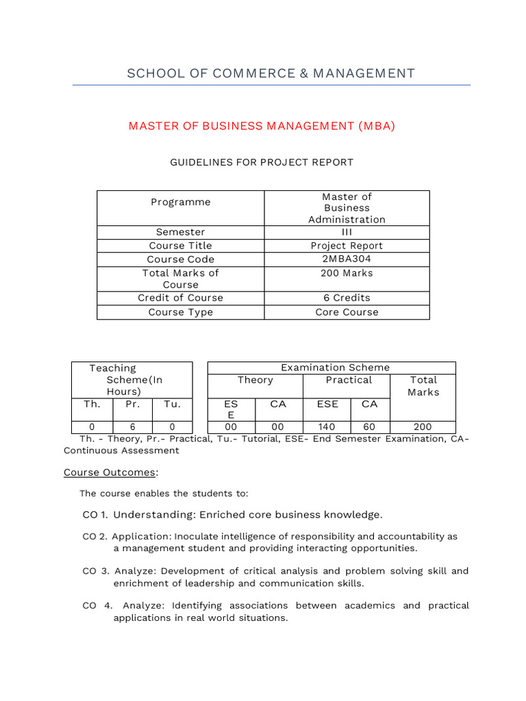 MBA Project Report Guidelines | PDF | Methodology | Qualitative Research