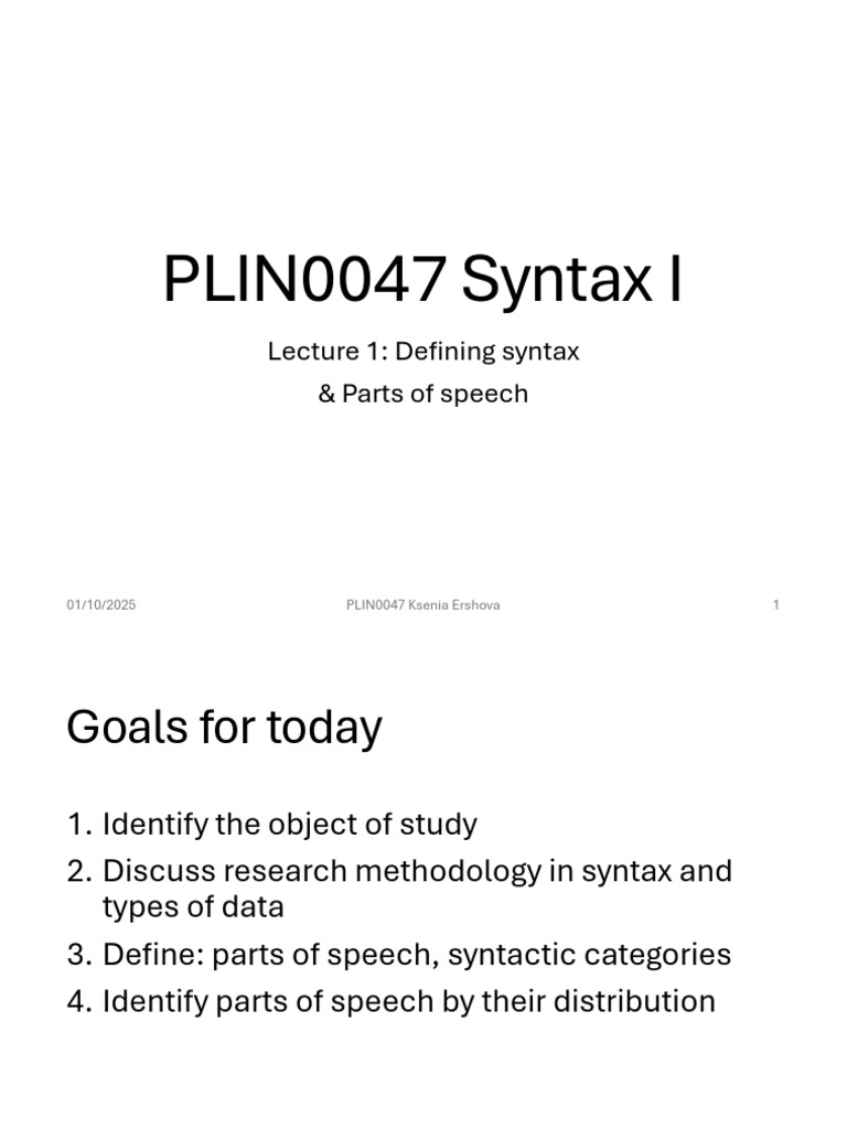 Introduction to Syntax and Parts of Speech | PDF | Part Of Speech | Syntax