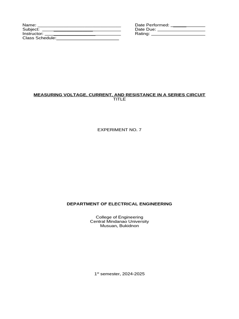 Series Circuit Voltage and Current Measurement | PDF | Series And ...