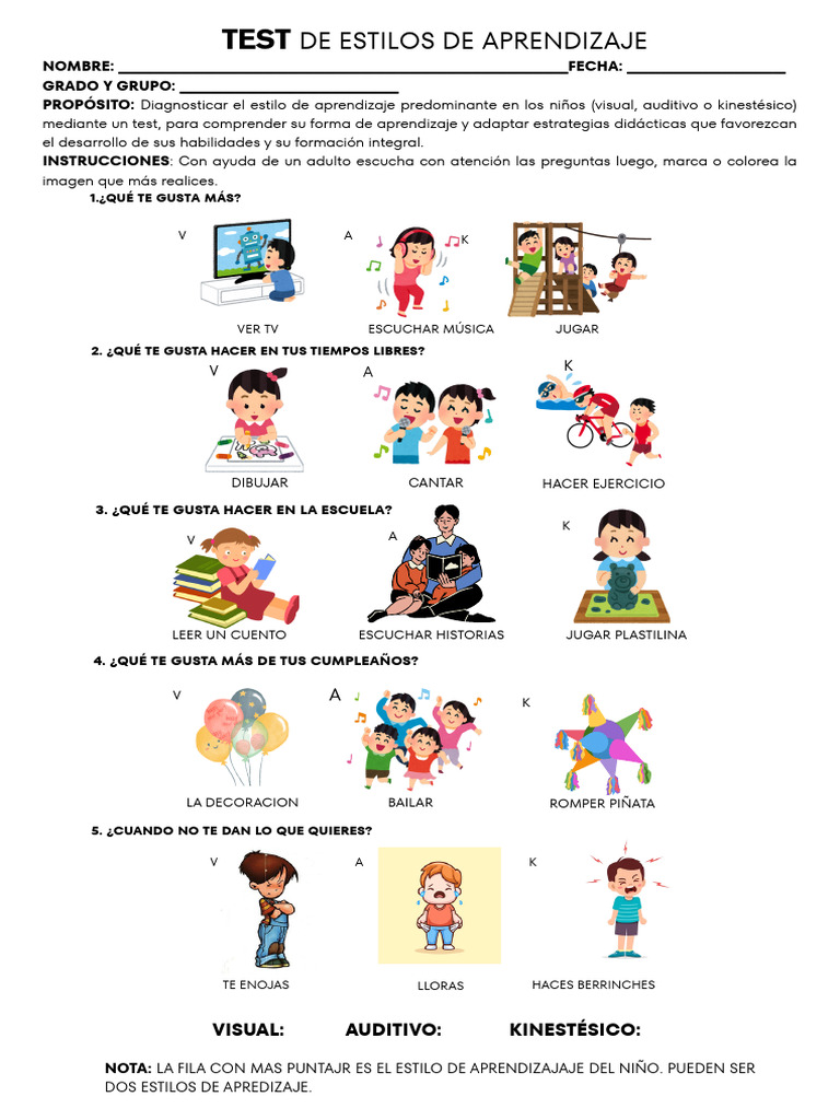 Test para Diagnosticar Estilos de Aprendizaje | PDF