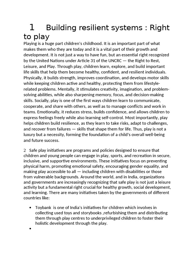 Importance of Play in Child Development | PDF