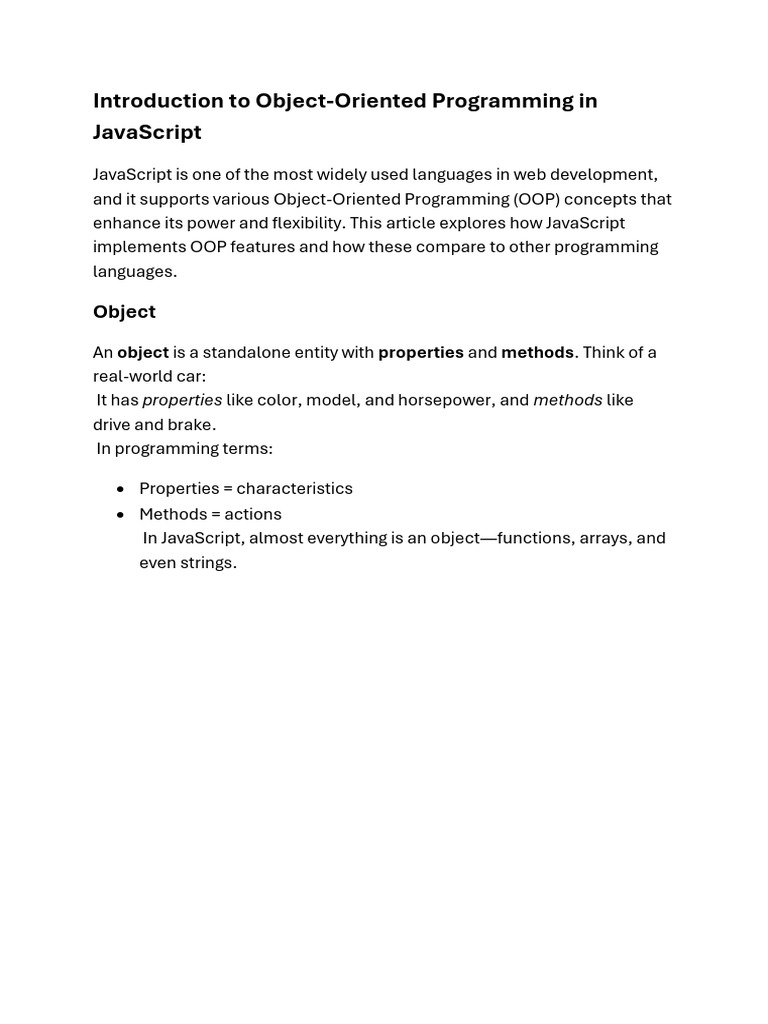 JavaScript Object-Oriented Programming Guide | PDF | Object Oriented ...