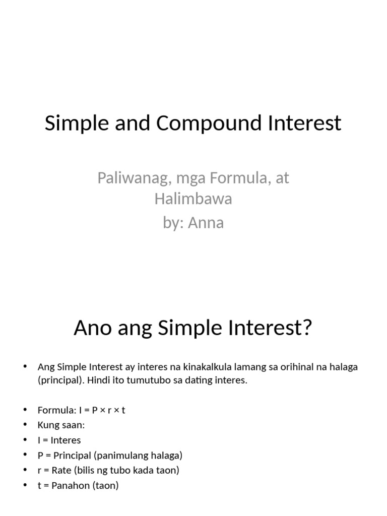 Simple and Compound Interest Anna | PDF